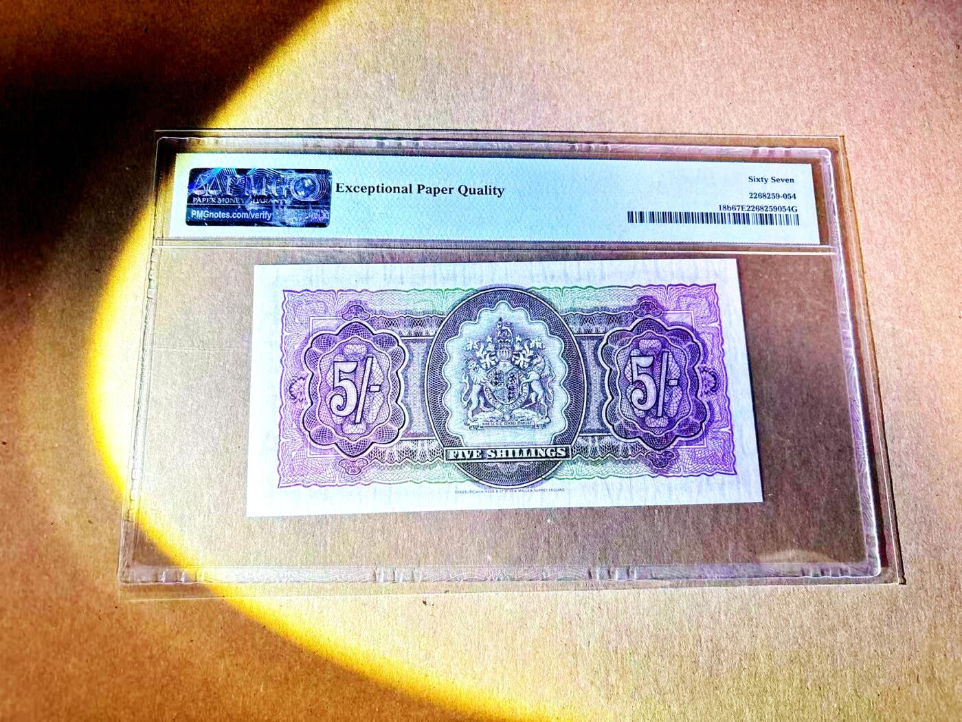 【Blue Auction】世界纸币精拍第787期——18级TOP拍卖/信誉/品质/专业/高效💫  【88尾】百慕大 1957年5先令 女王侧面像 PMG67EPQ 