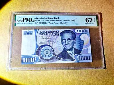 【Blue Auction】世界纸币精拍第787期——18级TOP拍卖/信誉/品质/专业/高效💫  - 奥地利 1983年1000先令 薛定谔 PMG67EPQ 