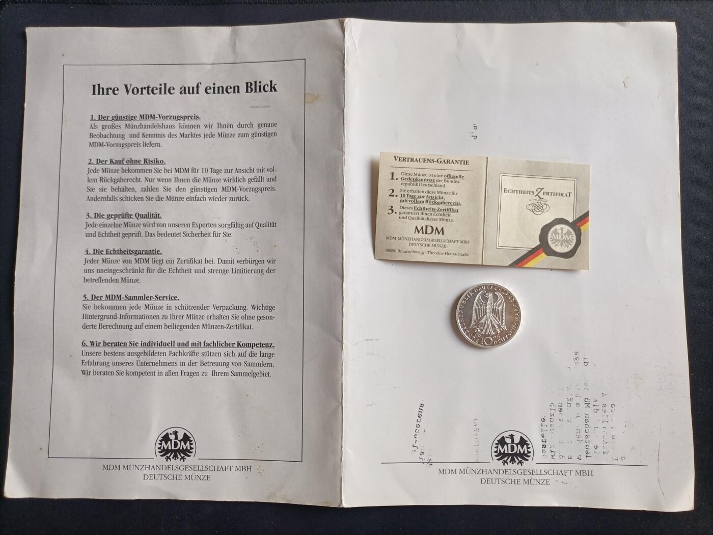 【游宝拍卖】丙午蛇马年第2期 德国1995年10马克圣玛利亚教堂纪念银币 15.5克 带证书册装