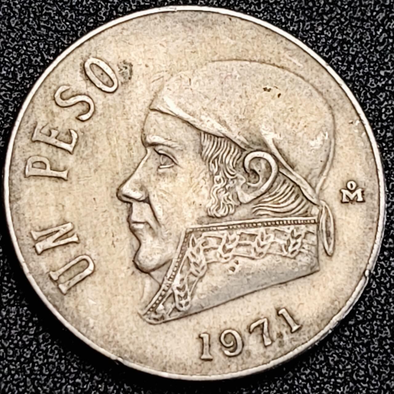 泉币菌-第189场- 情人节快乐 精品福利场 拍品较多 请提前出价（年后发货） 1971年墨西哥早期1比索大镍币 29mm 独立战争领袖莫雷洛斯 鹰蛇徽