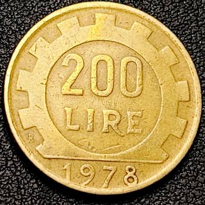 泉币菌-第192场- 除夕专场-新年快乐 本场拍品多 请提前出价（年后发货） - 意大利1978年200里拉 丰收女神 齿轮 铝青铜币 外国硬币 24mm 