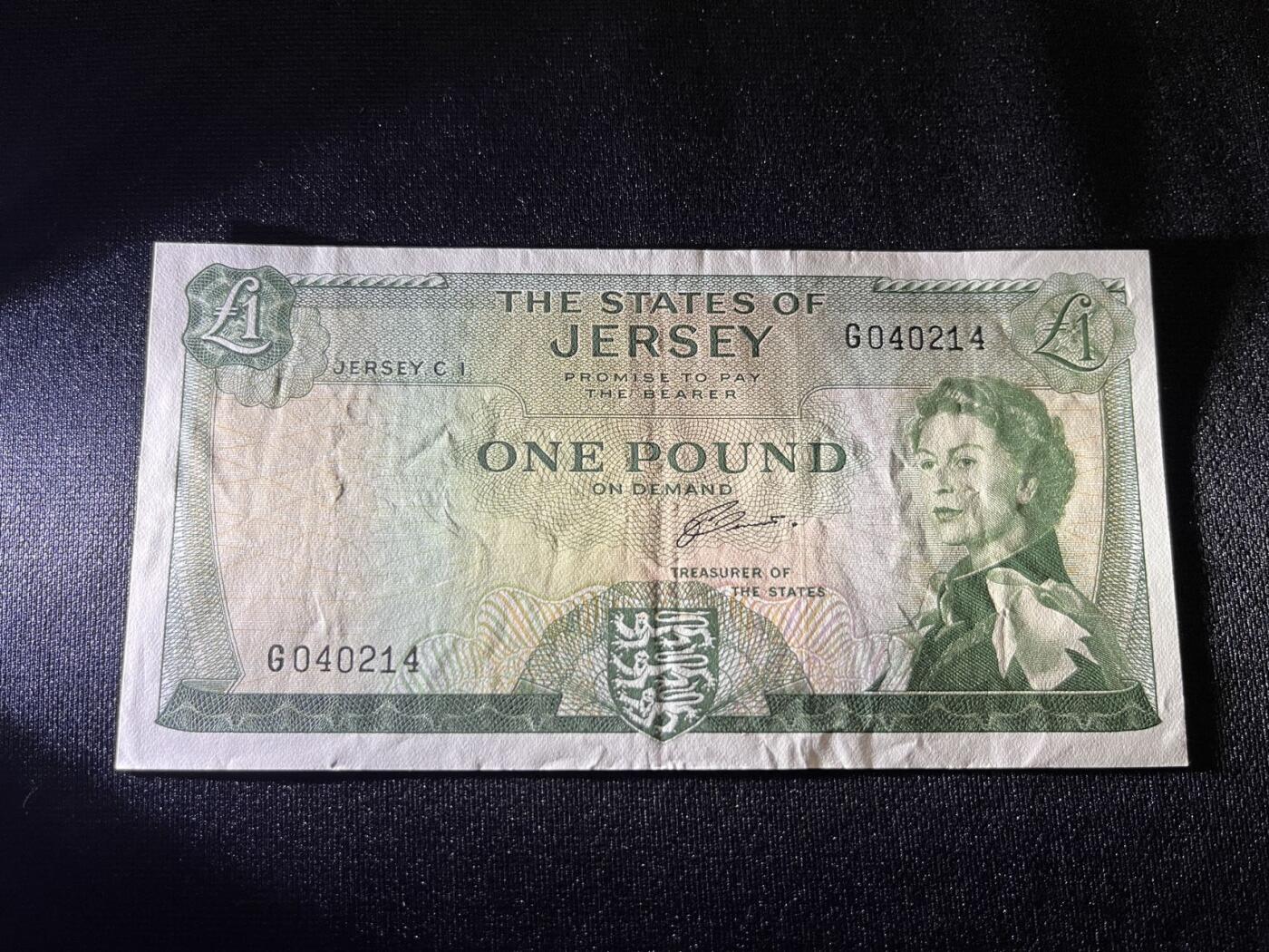 世界各国纸币拍卖 泽西岛1963年 1镑实物图