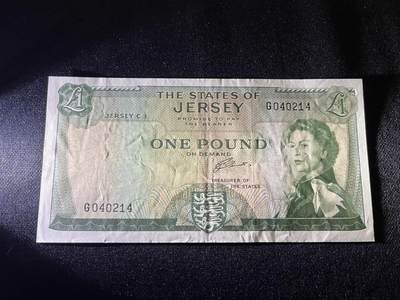 世界各国纸币拍卖 - 泽西岛1963年 1镑实物图