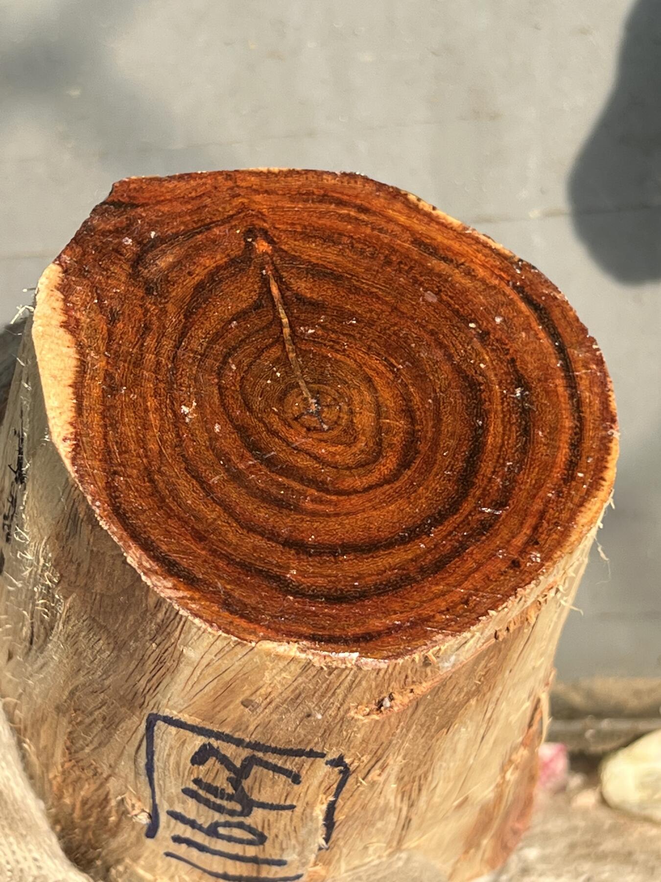 零元拍：NO.1-60海南黄花梨，大口径，黑紫线超粗超美丽。135/77/100MM