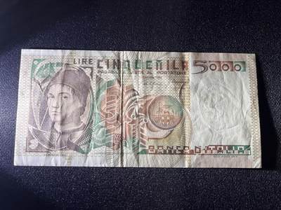 世界各国纸币拍卖 - 意大利1980年 5000里拉 实物图