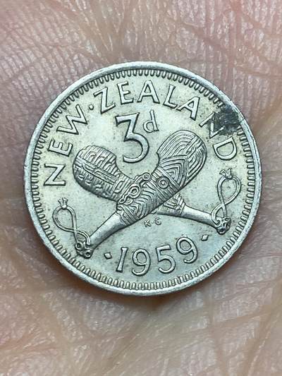 2026年第二十六场(总第一百九十五场）外国好品散币场(免佣金) - 新西兰🇳🇿1959年3便士(伊丽莎白二世青年桂冠第二版)