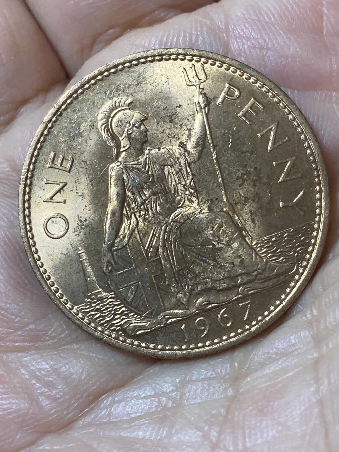 2026年第二十五场(总第一百九十四场）外国好品散币场(免佣金) 原光好品–英国🇬🇧1967年1便士(伊丽莎白二世青年桂冠第二版，普制币关门年)