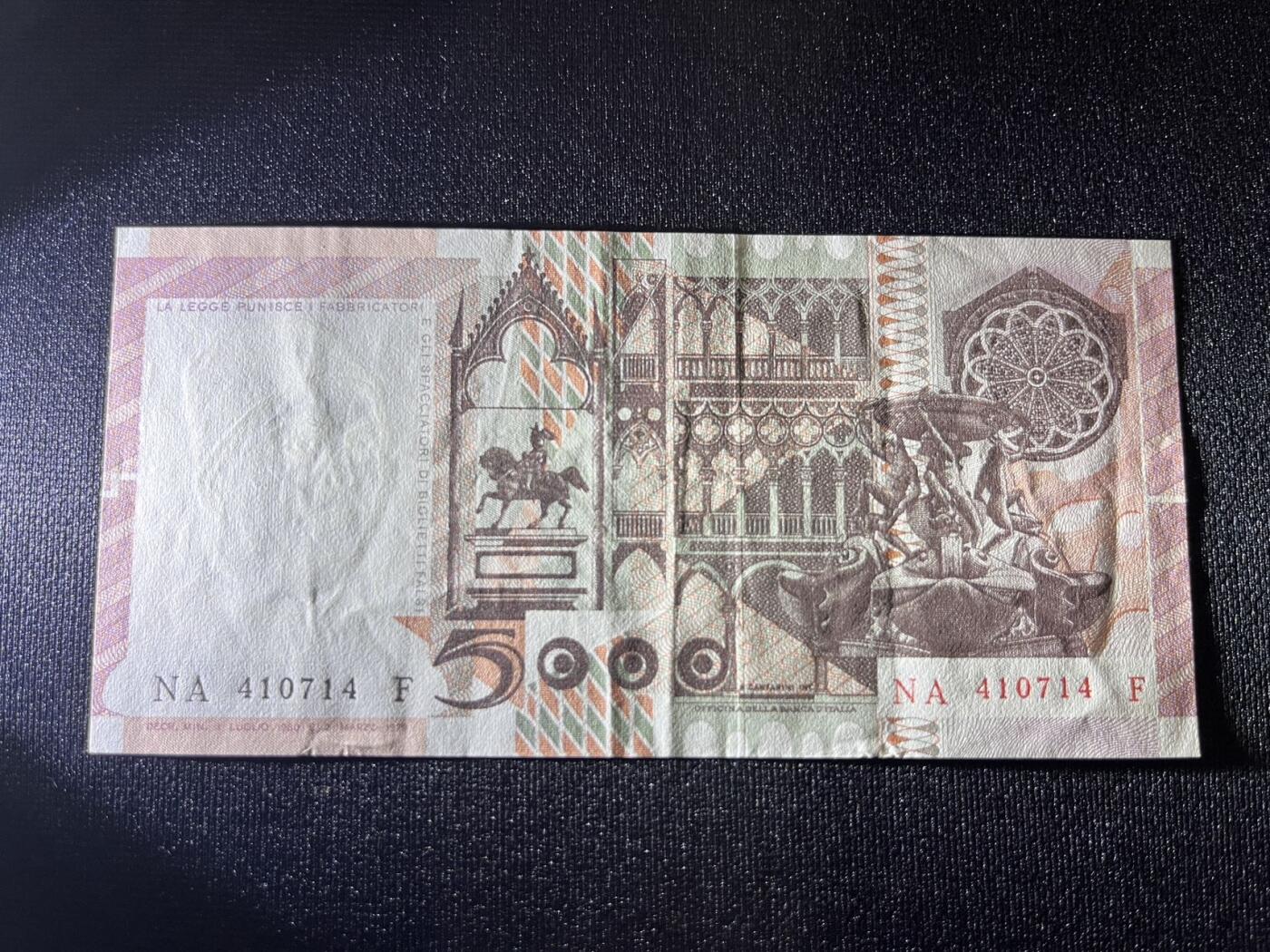 世界各国纸币拍卖 意大利1983年 5000里拉 实物图