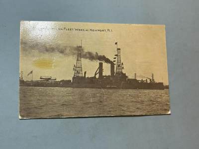 号角文化祝福各位藏友春节大吉马年入好藏 盛世勋华——号角文化勋章邮票专场拍卖第306期    - 美国纽波特“舰队周”罗德岛号战列舰纪念明信片