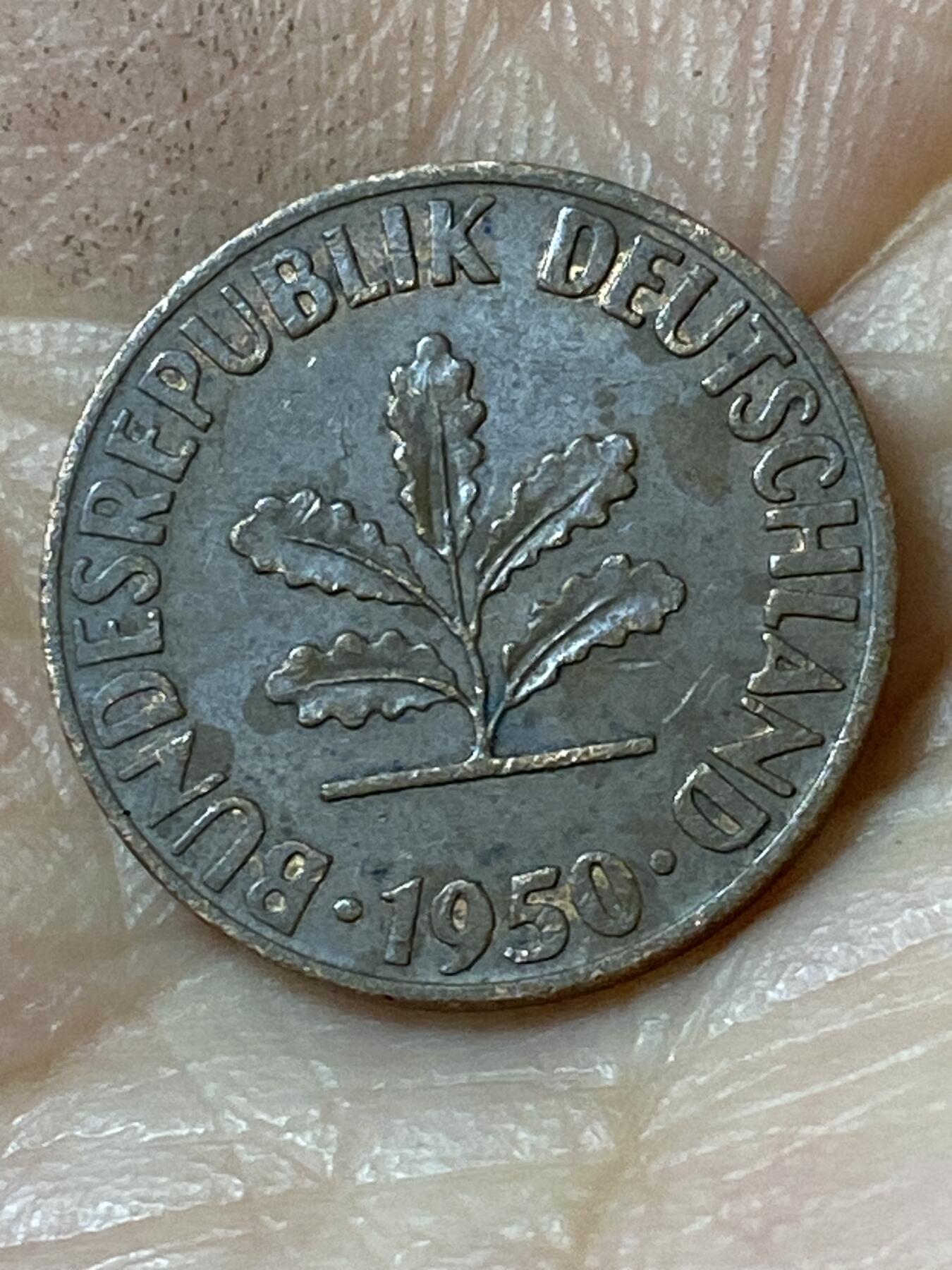 2026年第二十五场(总第一百九十四场）外国好品散币场(免佣金) 德国🇩🇪1950年1芬尼(第二版首发年，D标慕尼黑造)