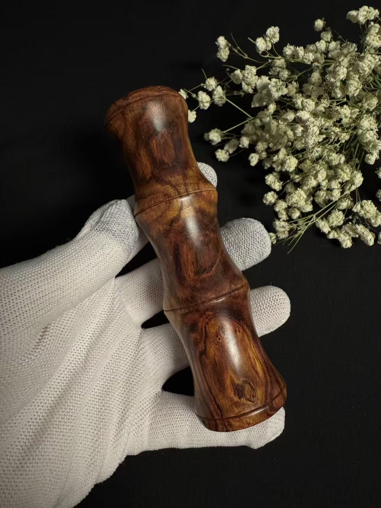 零元拍：海南黄花梨 手把件 节节高升 尺寸约：口径 34X124MM