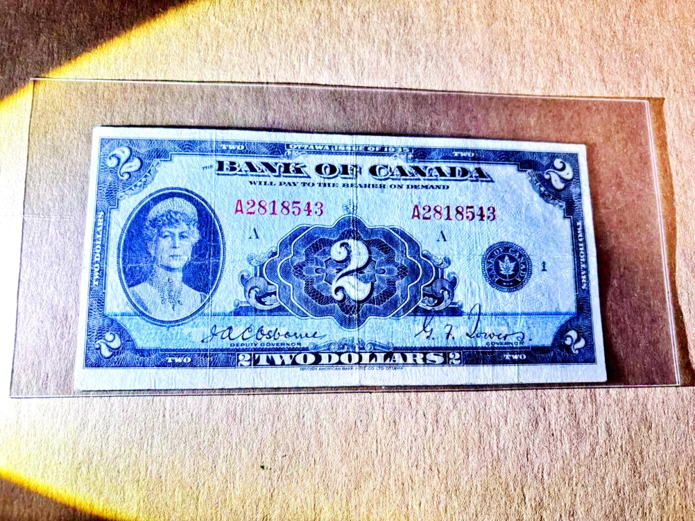 【Blue Auction】世界纸币精拍第787期——18级TOP拍卖/信誉/品质/专业/高效💫  【A冠】加拿大1935年2元 英王乔治五世之妻玛丽王后 品相如图