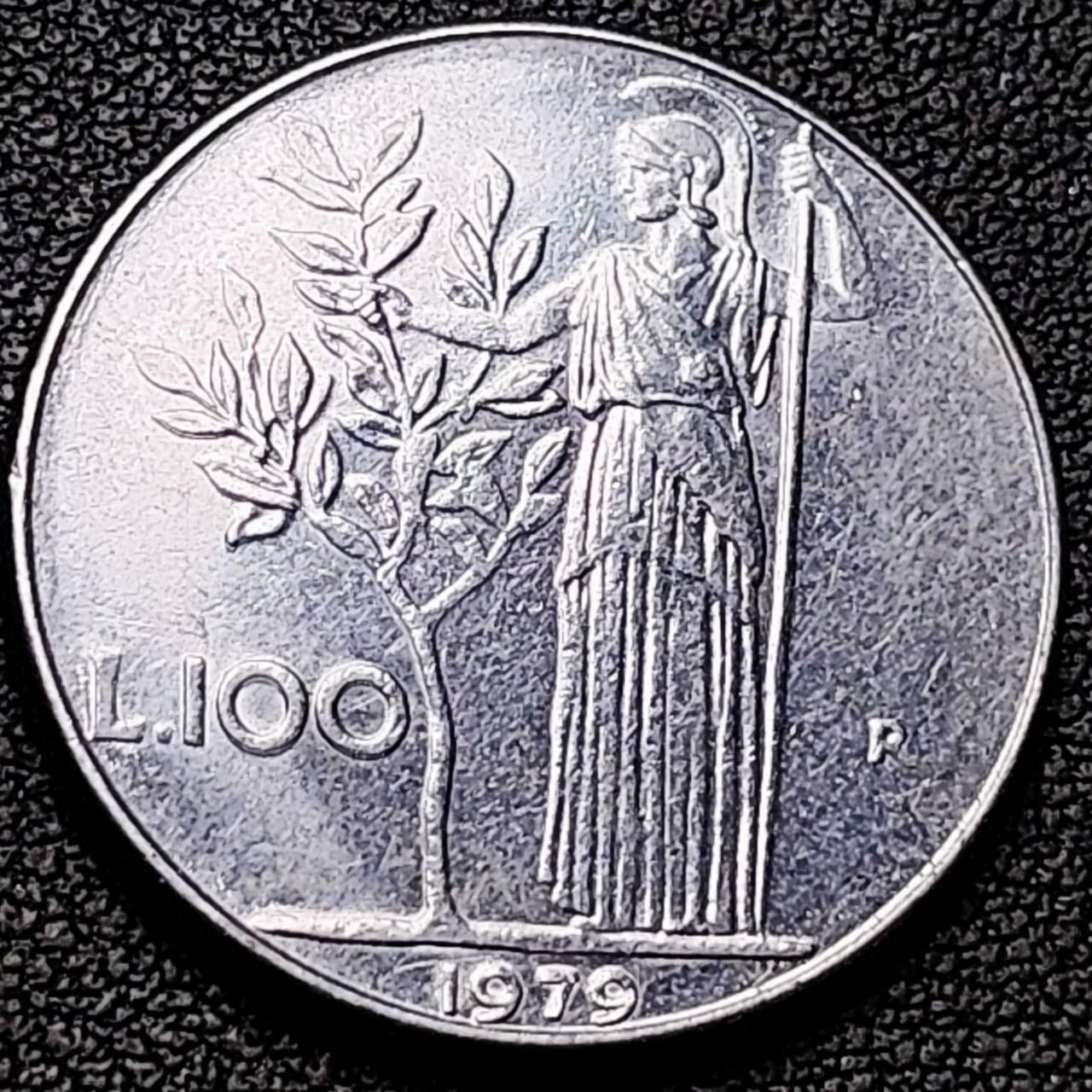 泉币菌-第192场- 除夕专场-新年快乐 本场拍品多 请提前出价（年后发货） 意大利早期100里拉 月亮和记忆女神密涅瓦 不锈钢币 27.8mm