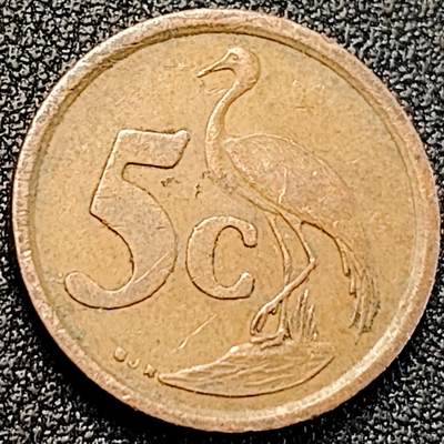 泉币菌-第189场- 情人节快乐 精品福利场 拍品较多 请提前出价（年后发货） - 南非1996年5分铜币，蓝鹤，21mm