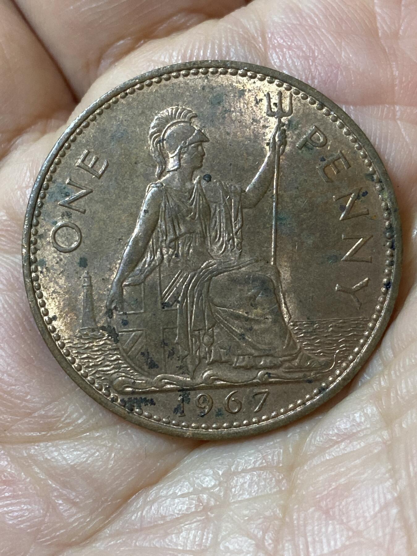 2026年第二十五场(总第一百九十四场）外国好品散币场(免佣金) 英国🇬🇧1967年1便士(伊丽莎白二世青年桂冠第二版，普制币关门年)