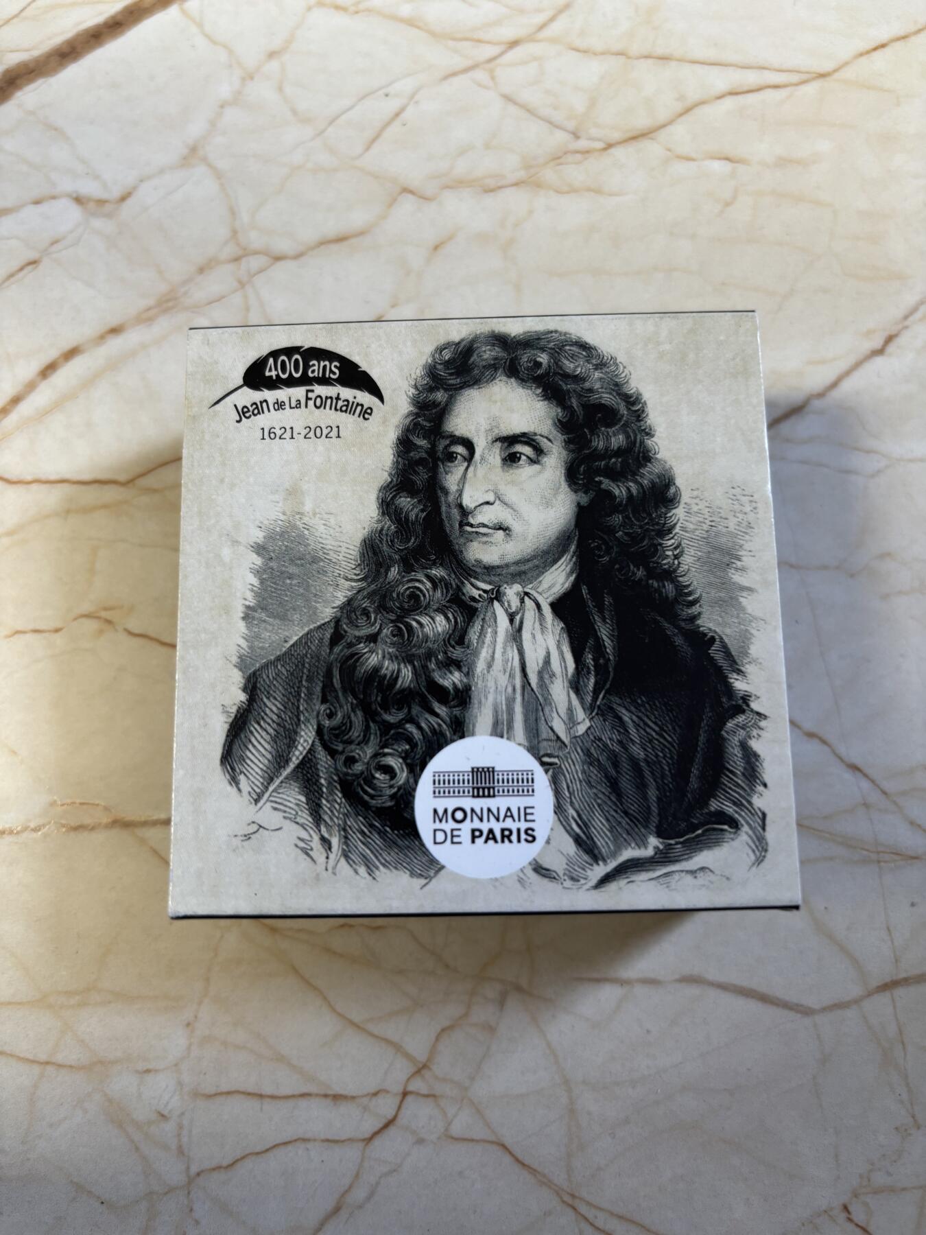 第191期拍卖 法国2021年笔尖艺术让·德·拉·封丹诞辰加厚银币，999银，发行3000枚