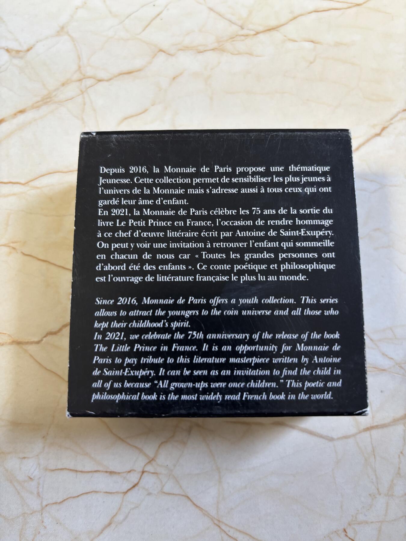 第191期拍卖 法国2021年《小王子》75周年坐在书上纪念彩银币，22.2克，925银，发行5000枚