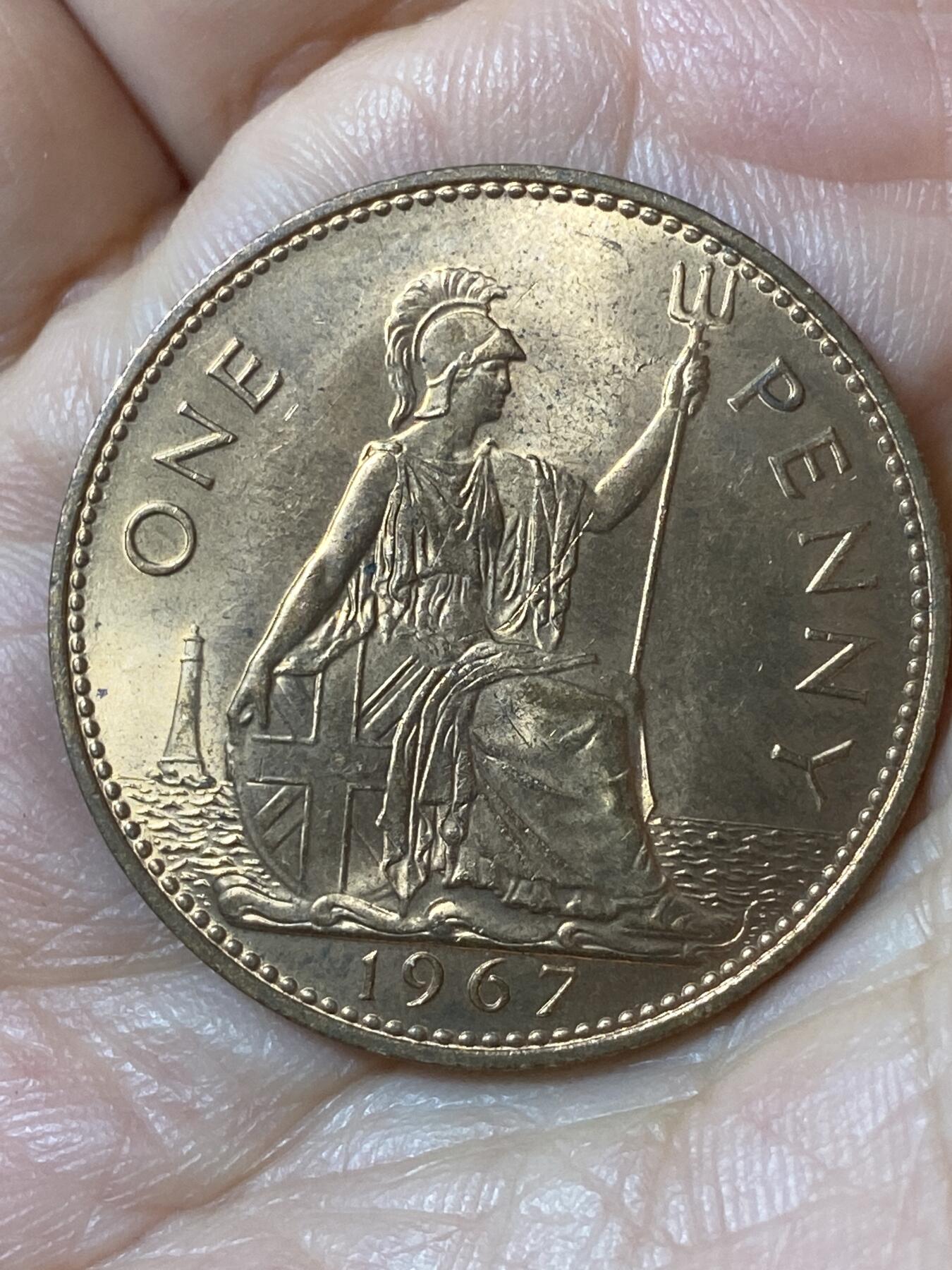 2026年第二十五场(总第一百九十四场）外国好品散币场(免佣金) 原光好品–英国🇬🇧1967年1便士(伊丽莎白二世青年桂冠第二版，普制币关门年)