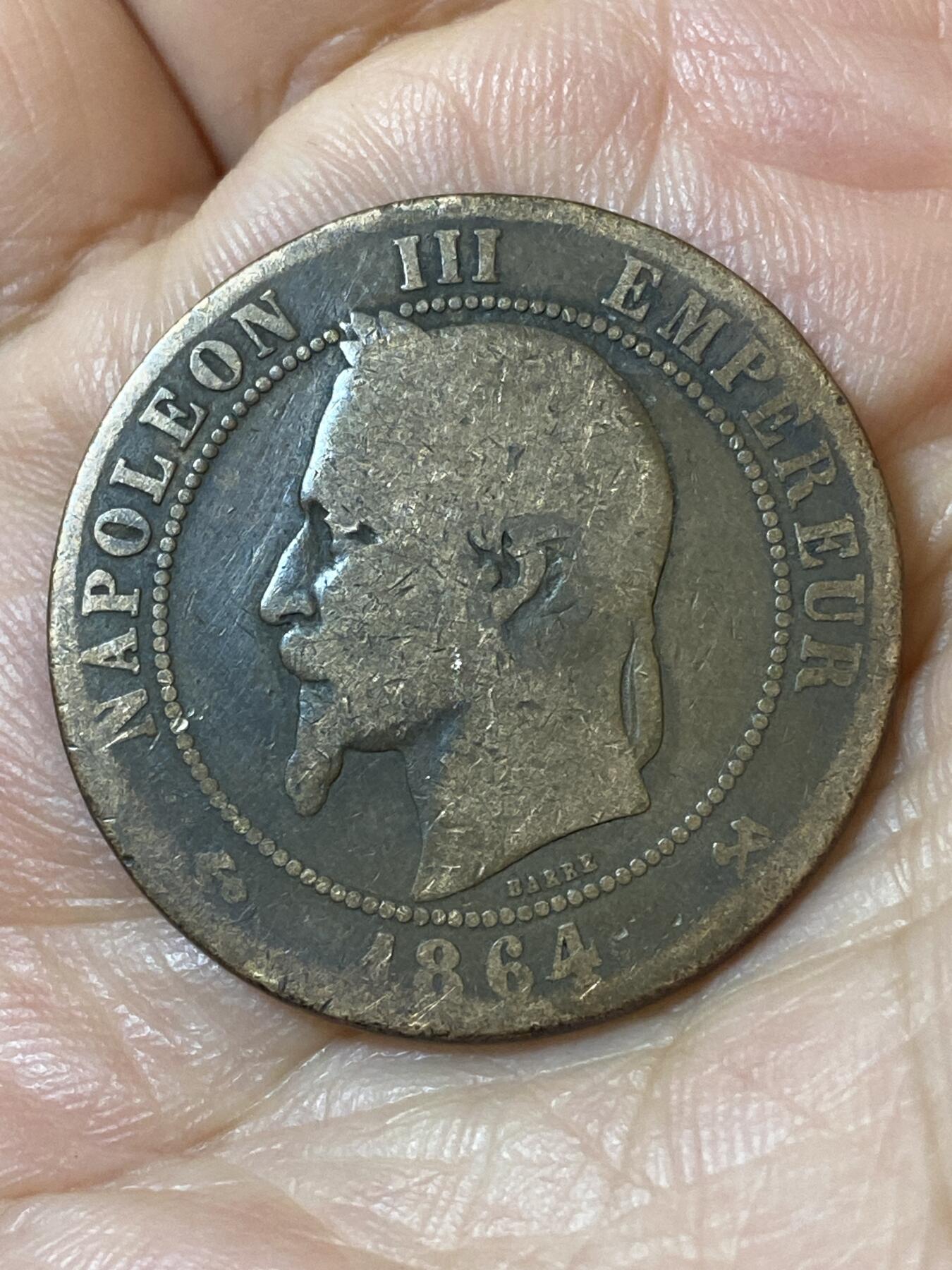 2026年第二十五场(总第一百九十四场）外国好品散币场(免佣金) 法兰西第二帝国1864年10生丁(拿破仑三世第二版，K标波尔多造)