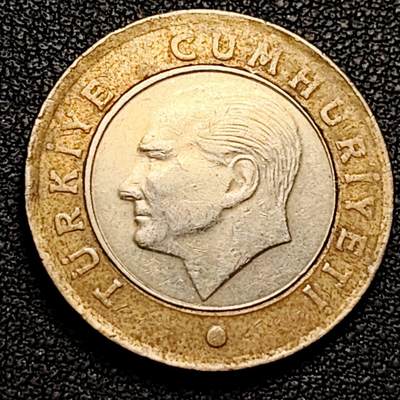 泉币菌-第192场- 除夕专场-新年快乐 本场拍品多 请提前出价（年后发货） - 2009年 土耳其 1里拉双色硬币 国父凯末尔总统 26mm