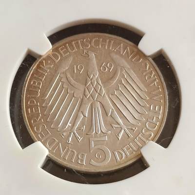 【游宝拍卖】丙午蛇马年第2期 - 德国1969年5马克纪念银币 11.2克 评级封装