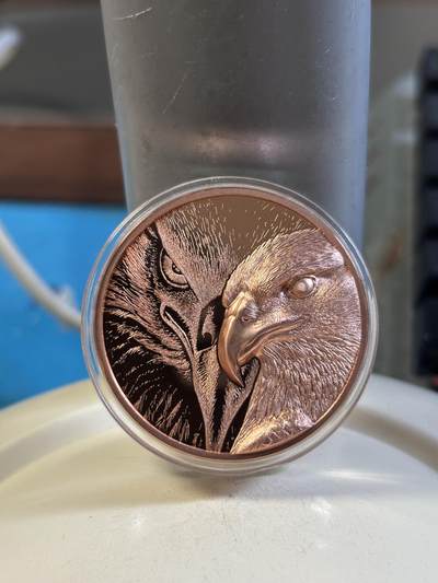 第191期拍卖 - 蒙古2020年系列1雄鹰双面高浮雕50克精制纪念铜币，50克，发行5000枚