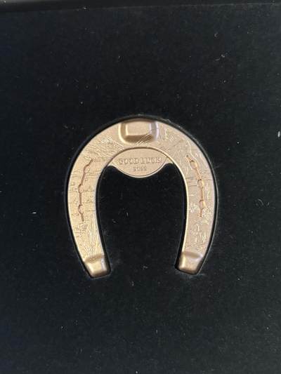 第191期拍卖 - 帕劳2022年幸运钱币系列马蹄铁异形1盎司镀金银币，999银镀玫瑰金，发行999枚