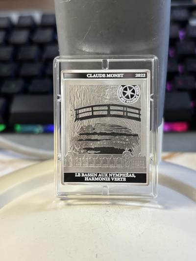第191期拍卖 - 法国2022年博物馆的杰作系列莫奈睡莲矩形纪念银币，925银，22.2克，发行3000枚