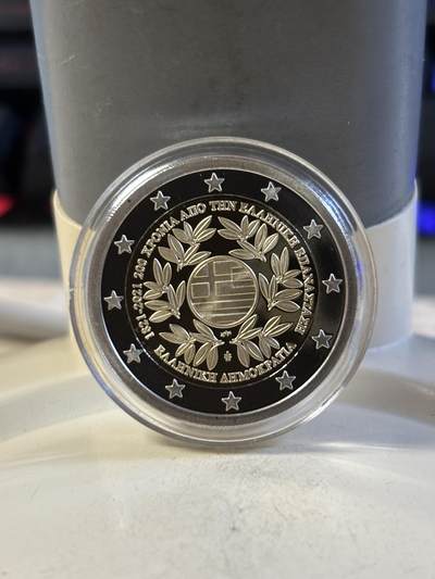 第191期拍卖 - 希腊2021年希腊革命200周年2欧精制双色纪念币，8.5克，发行10000枚