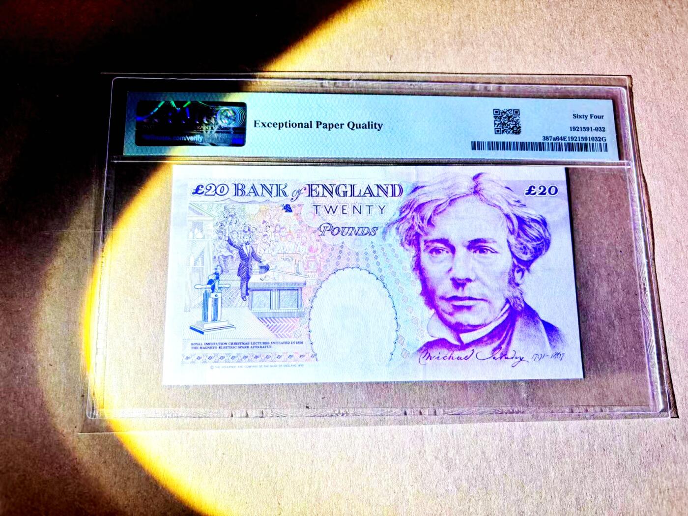 【Blue Auction】世界纸币精拍第787期——18级TOP拍卖/信誉/品质/专业/高效💫  【无47】英国 E序列再版 1993年20镑 PMG64EPQ 