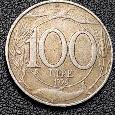 泉币菌-第192场- 除夕专场-新年快乐 本场拍品多 请提前出价（年后发货） - 意大利1996年100里拉 飞鸟 海豚 麦秆 橄榄枝 铜镍币  22mm 