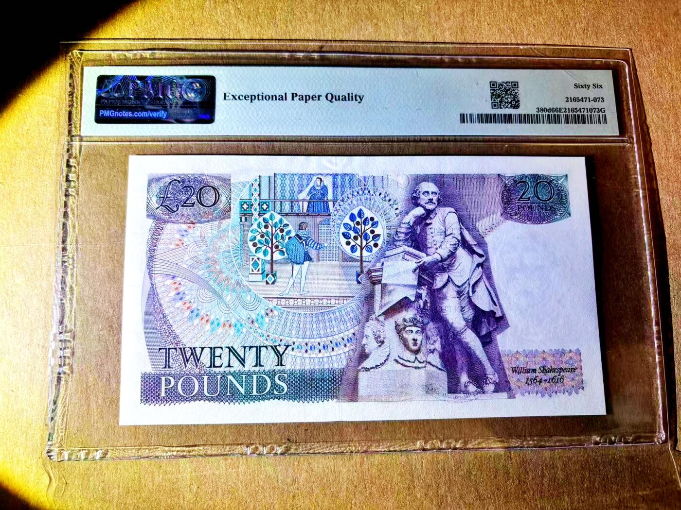 【Blue Auction】世界纸币精拍第787期——18级TOP拍卖/信誉/品质/专业/高效💫  【无47】英国 D序列 1984-88年20镑 PMG66EPQ 