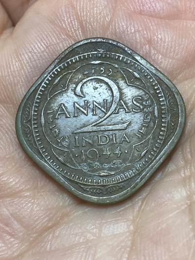 2026年第二十六场(总第一百九十五场）外国好品散币场(免佣金) - 英属印度1944年2安娜(乔治六世第三版，Small4–小4版)