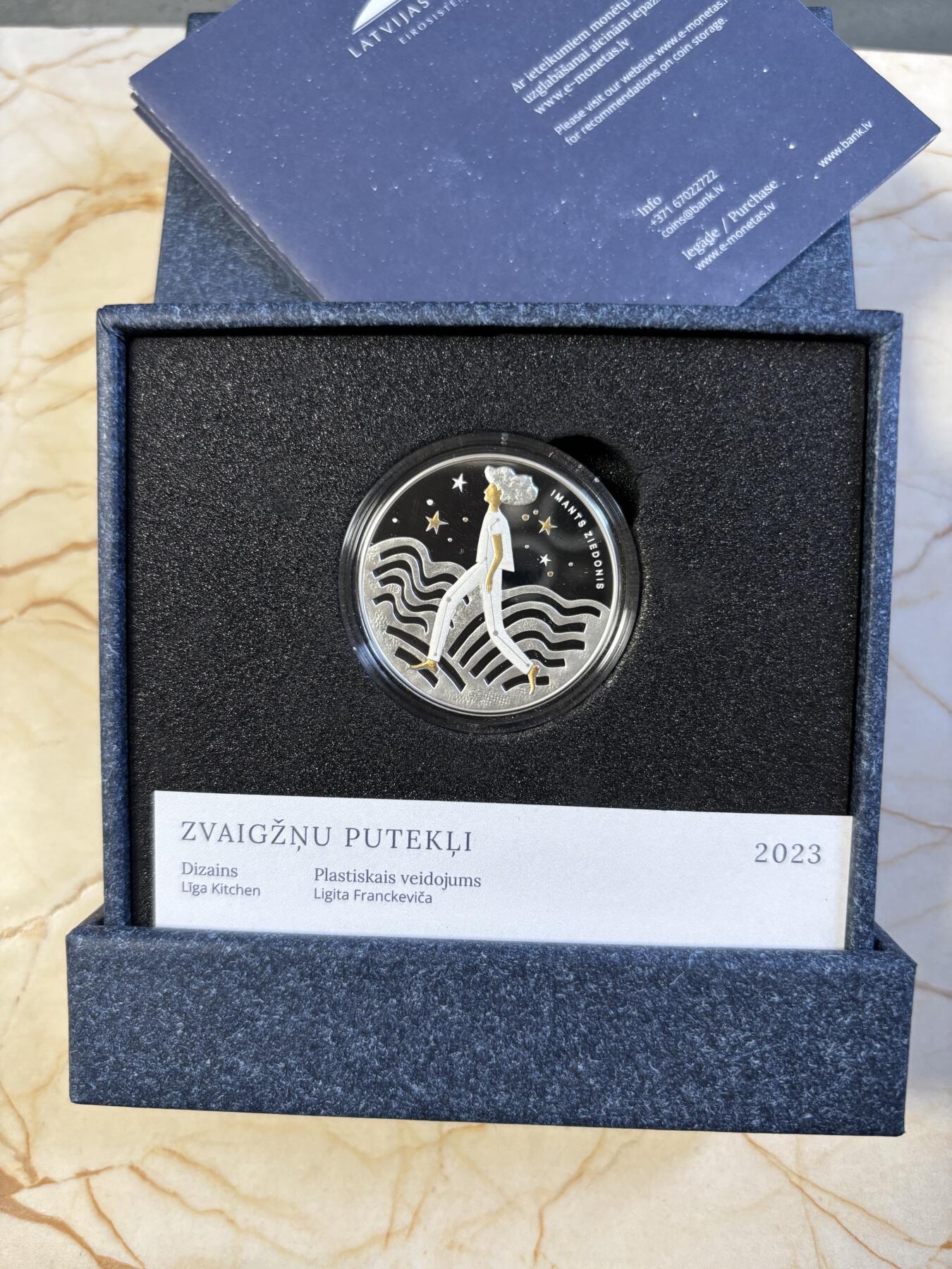 第191期拍卖 拉脱维亚2023年星尘镀金精制纪念银币，925银，22克，发行4000枚