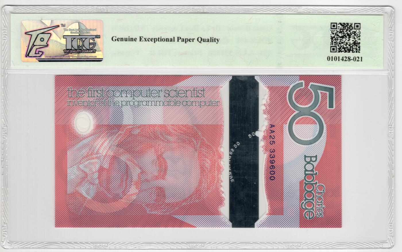 PThappally收藏第55次拍卖，英联邦地区硬币纸币 2019 大不列颠 英国德纳罗印钞公司 50 units, TDLR 408  TQG 68 GEPQ Superb Gem UNC