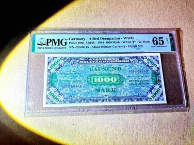 【Blue Auction】世界纸币精拍第787期——18级TOP拍卖/信誉/品质/专业/高效💫  - 德国 1944年1000马克 PMG65EPQ 