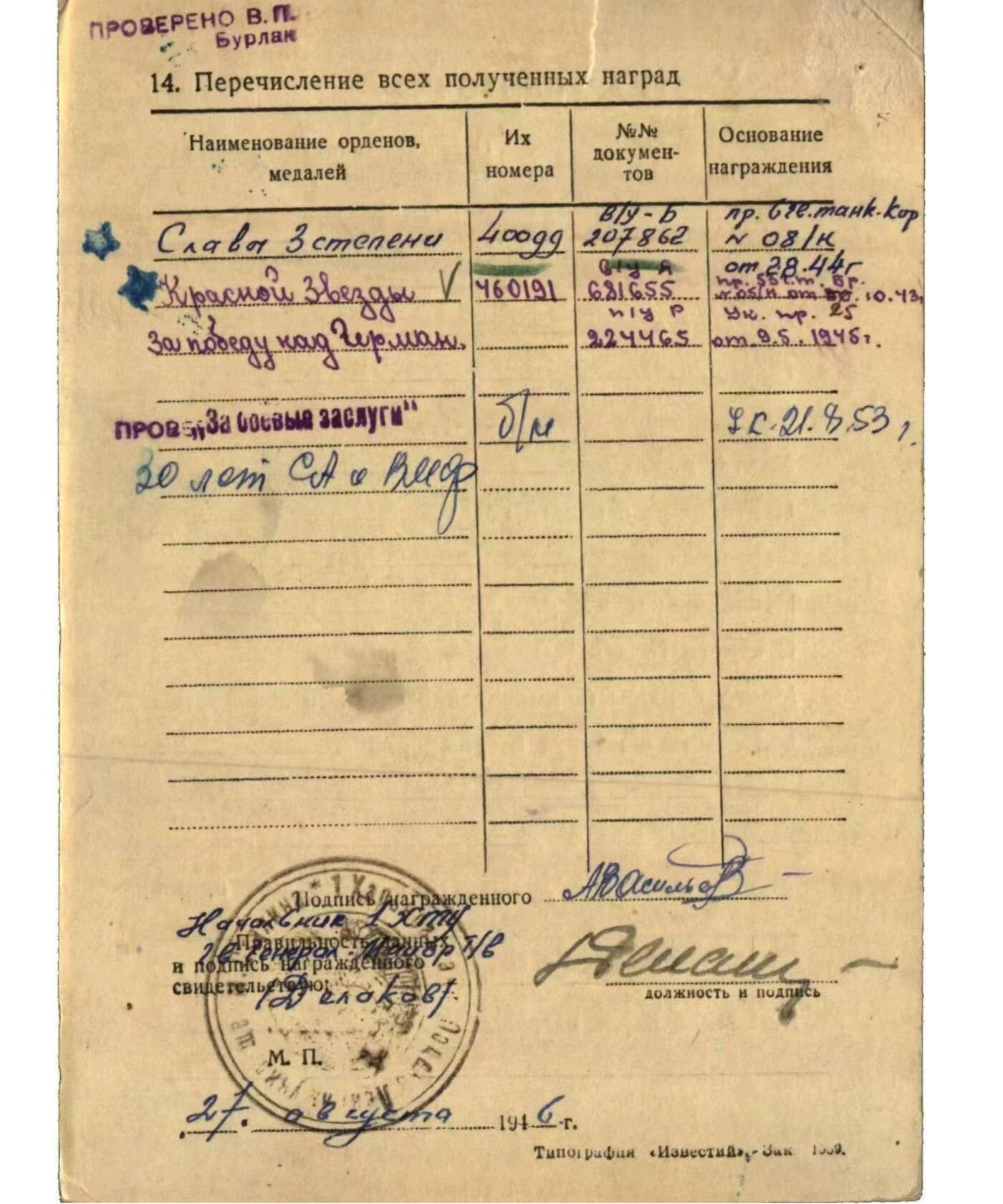 各国勋章奖章拍卖第49期 苏联红星勋章460191号，1943年颁发初期早期非台版红星，配战功奖章。列兵以迫击炮歼灭20名德军和2个机枪分队获得