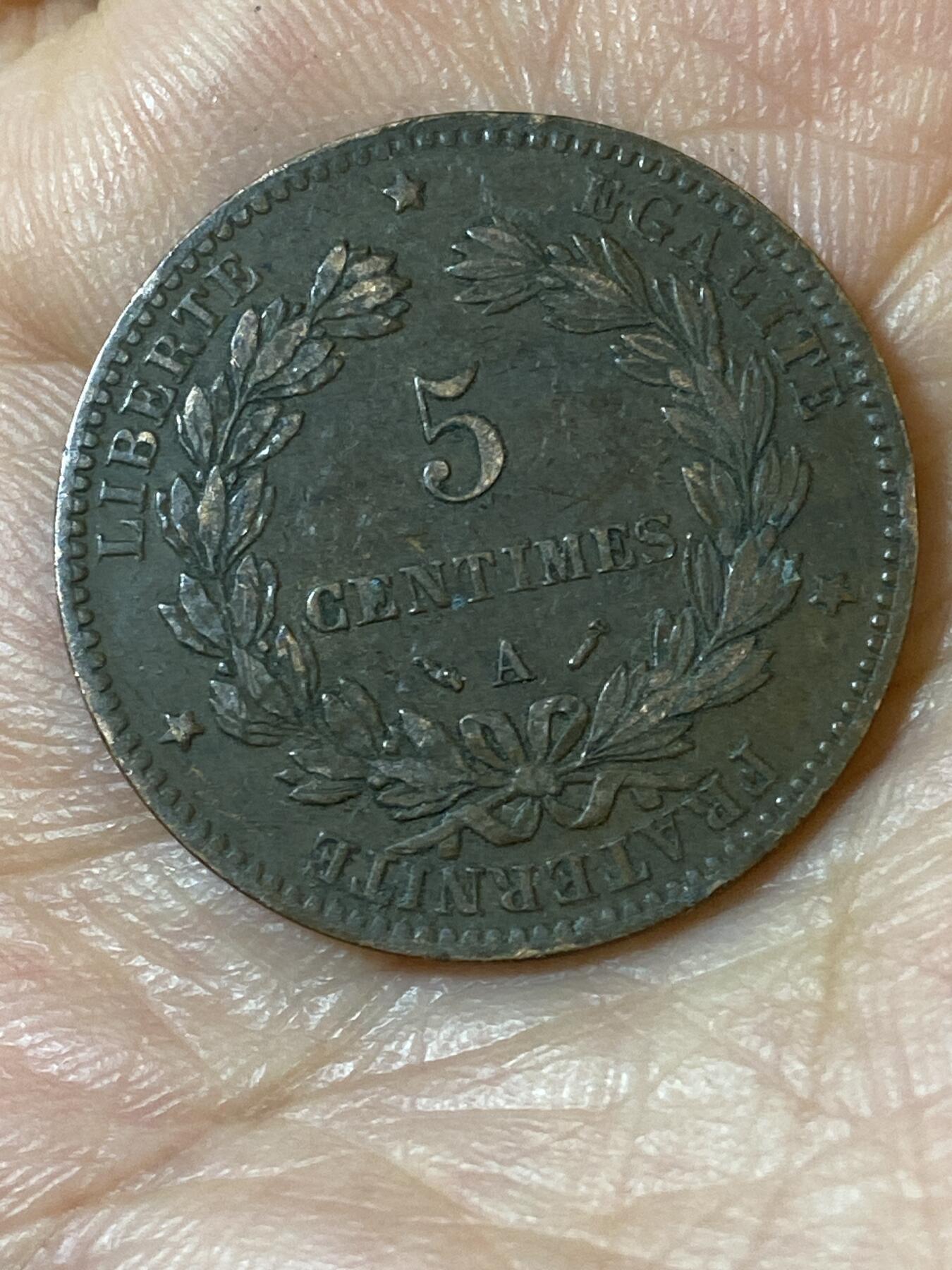 2026年第二十五场(总第一百九十四场）外国好品散币场(免佣金) 好品–法兰西第三共和国1883年5生丁(第一版，A标巴黎造)