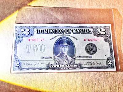 【Blue Auction】世界纸币精拍第787期——18级TOP拍卖/信誉/品质/专业/高效💫  - 加拿大自治领1923年2元 正面为威尔士亲王即后来的国王爱德华八世戎装像 其1936年登基 不爱江山爱美人 在位仅不到1年 XF品相