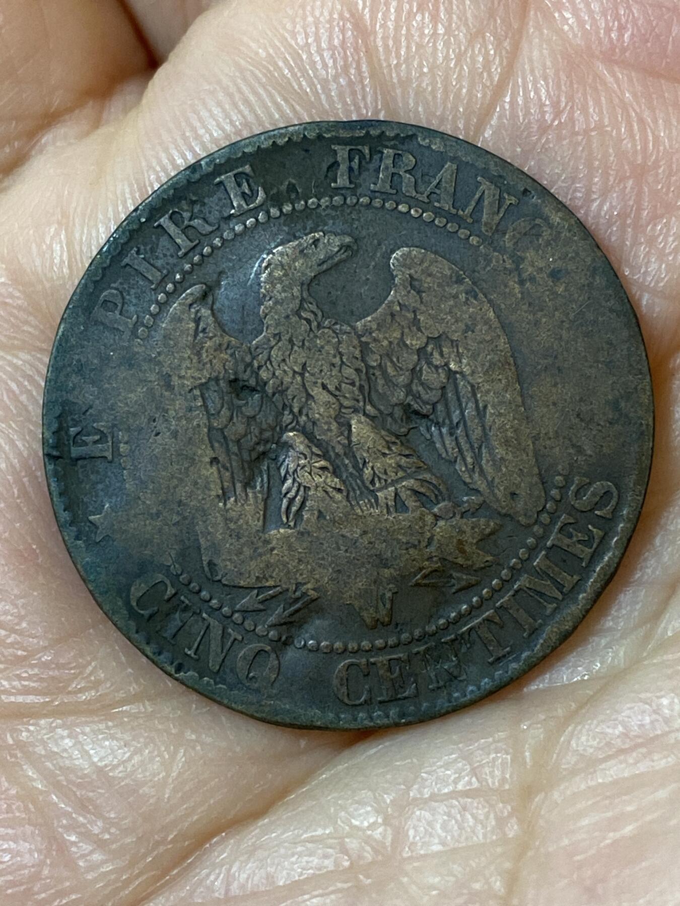 2026年第二十五场(总第一百九十四场）外国好品散币场(免佣金) 法兰西第二帝国1856年5生丁(拿破仑三世第一版，W标里尔造)