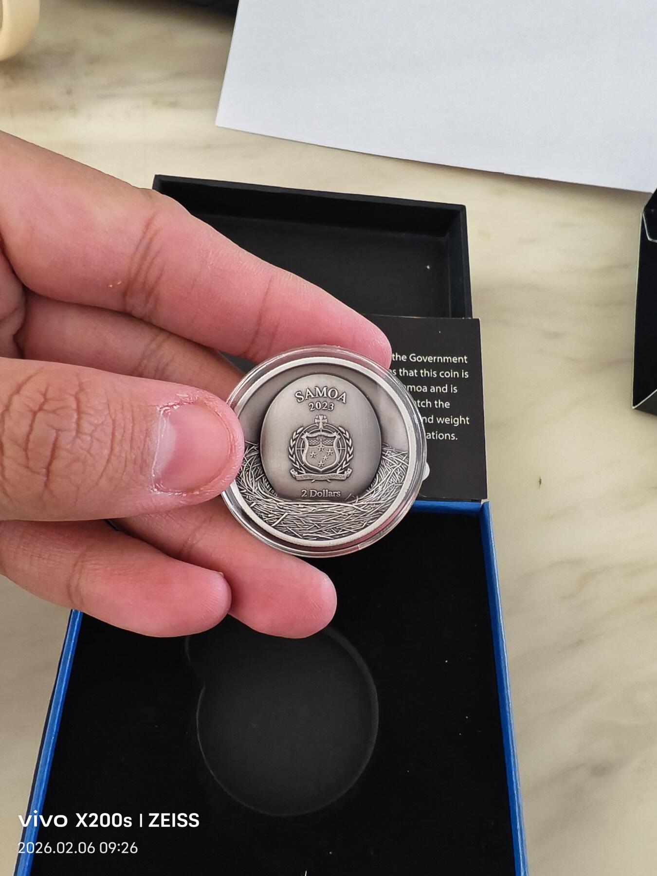 昊象达收藏银币拍卖第二场 2023萨摩亚1盎司999银树洞系列超高浮雕仿古纪念银币 2023-灰林鸮