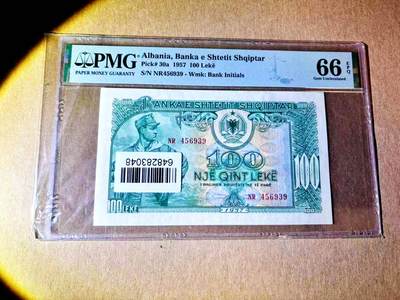 【Blue Auction】世界纸币精拍第787期——18级TOP拍卖/信誉/品质/专业/高效💫  - 阿尔巴尼亚 1957年100列克 PMG66EPQ 