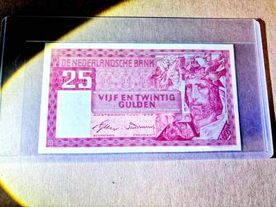 【Blue Auction】世界纸币精拍第787期——18级TOP拍卖/信誉/品质/专业/高效💫  -  荷兰1949年25盾 所罗门王 背景为圣马丁割袍赠予化身为乞丐的耶稣 AU品相