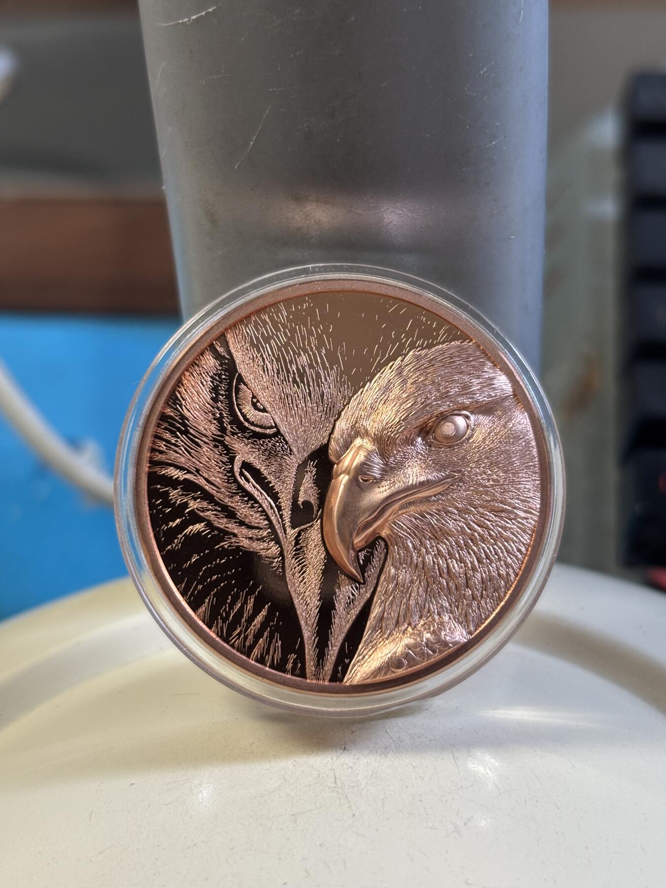 第191期拍卖 蒙古2020年系列1雄鹰双面高浮雕50克精制纪念铜币，50克，发行5000枚