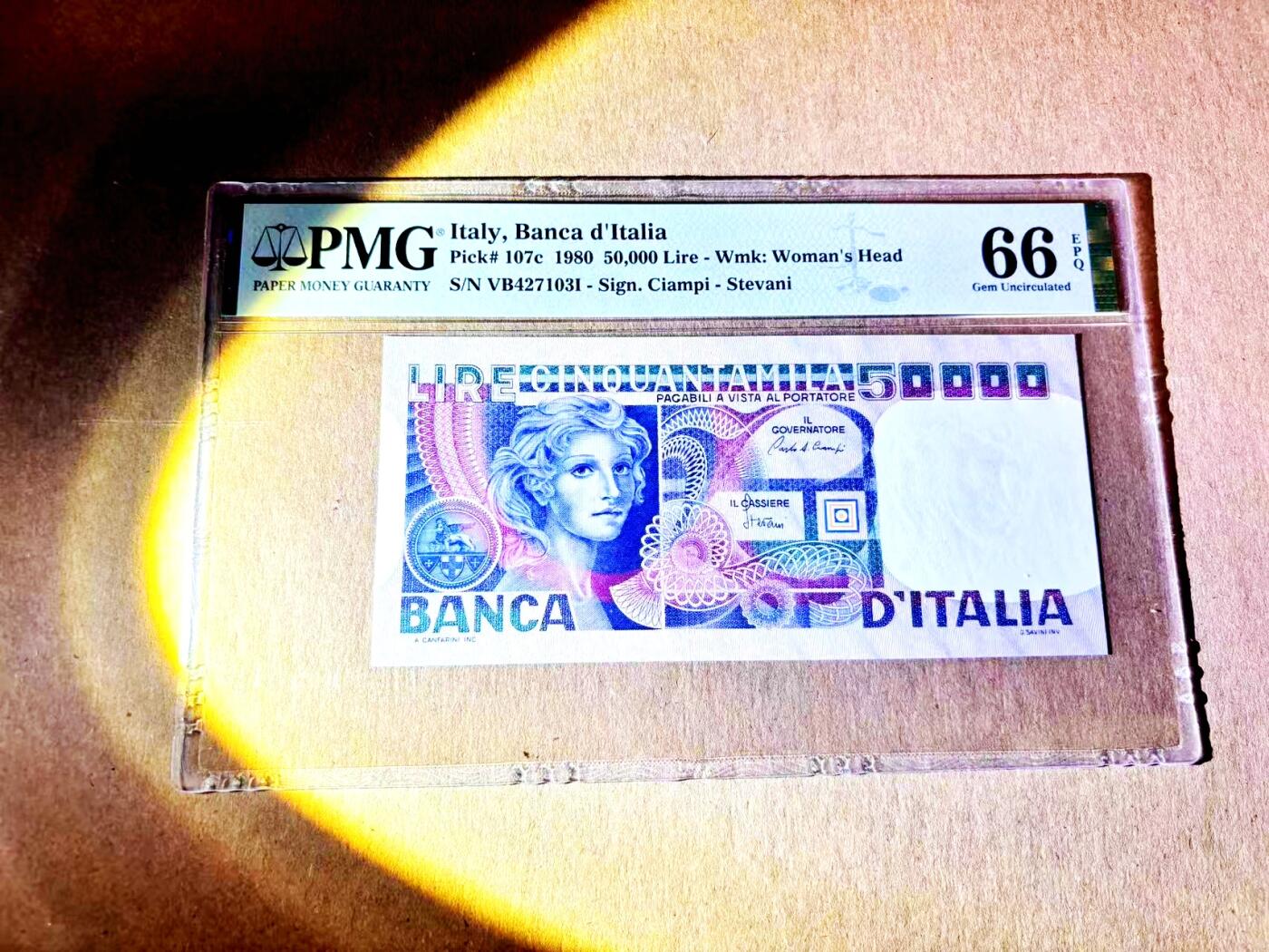 【Blue Auction】世界纸币精拍第787期——18级TOP拍卖/信誉/品质/专业/高效💫  意大利 1980年50000里拉 PMG66EPQ 