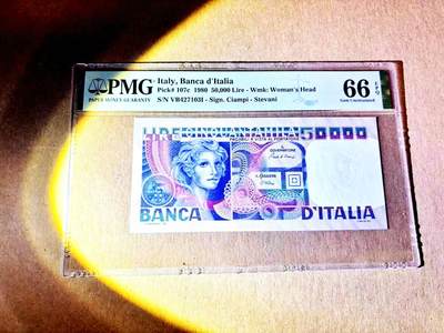 【Blue Auction】世界纸币精拍第787期——18级TOP拍卖/信誉/品质/专业/高效💫  - 意大利 1980年50000里拉 PMG66EPQ 