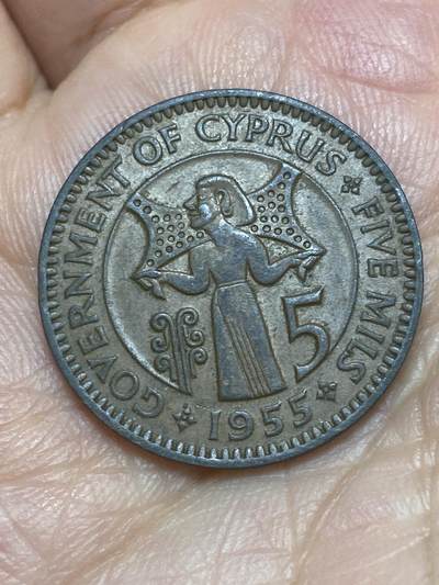 2026年第二十六场(总第一百九十五场）外国好品散币场(免佣金) - 英属塞浦路斯1955年5米尔(伊丽莎白二世青年带冠，首发年仅发行2年)