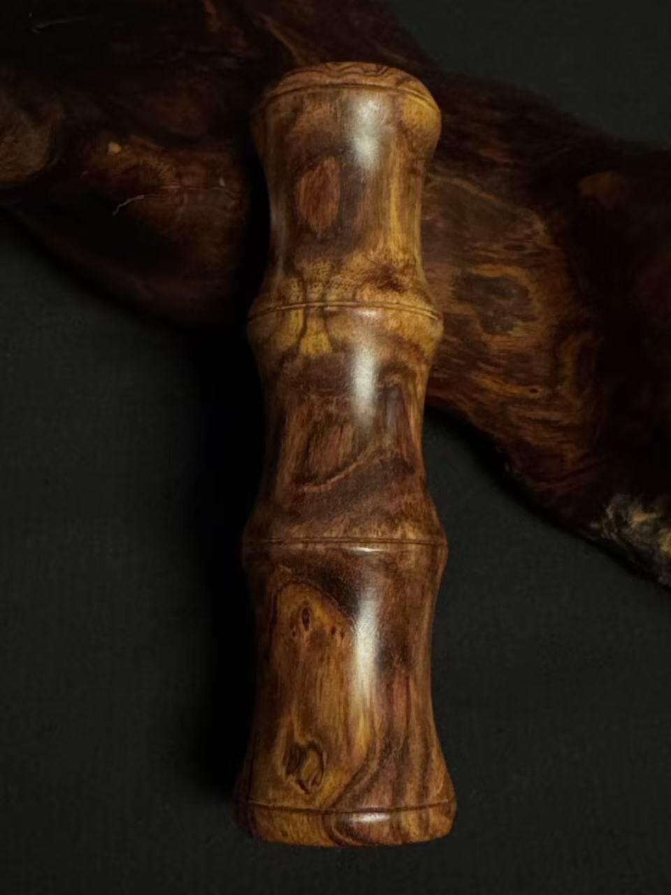 零元拍：海南黄花梨 手把件 节节高升 尺寸约：口径 34X124MM