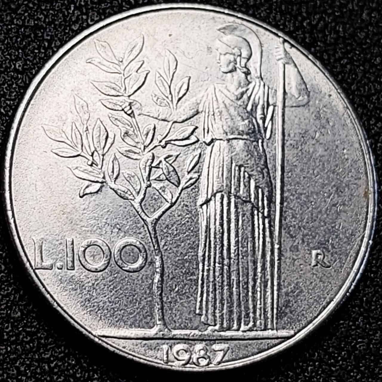 泉币菌-第189场- 情人节快乐 精品福利场 拍品较多 请提前出价（年后发货） 意大利早期100里拉 月亮和记忆女神密涅瓦 不锈钢币 27.8mm