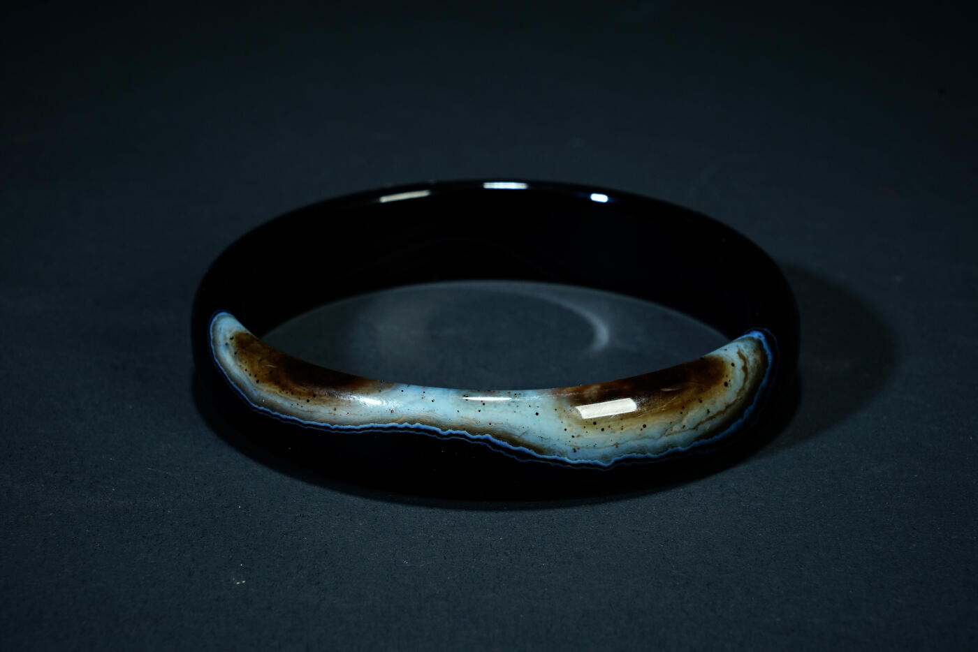 上海都达杂项专场三十一【全场包邮】  天然黑玛瑙手镯 附鉴定证书89-132